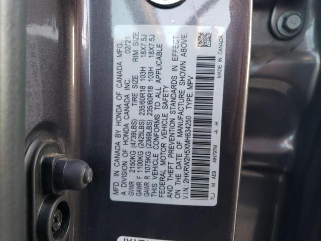 2HKRW2H5XMH634250 - 2021 HONDA CR-V EX GRAY photo 12