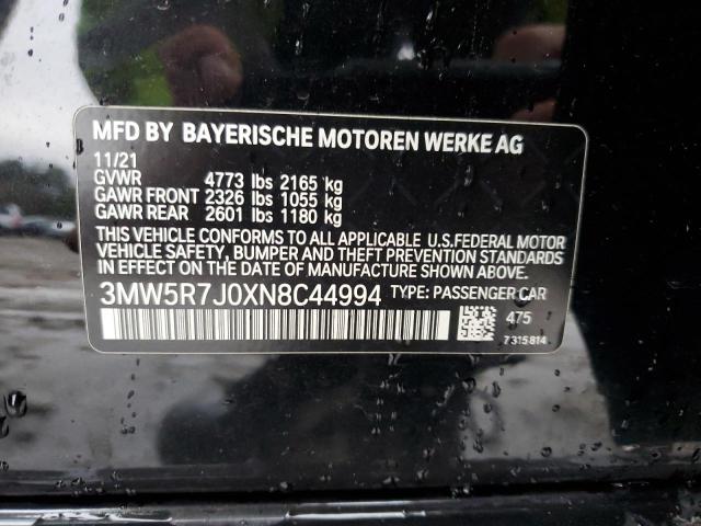 3MW5R7J0XN8C44994 - 2022 BMW 330XI BLACK photo 13