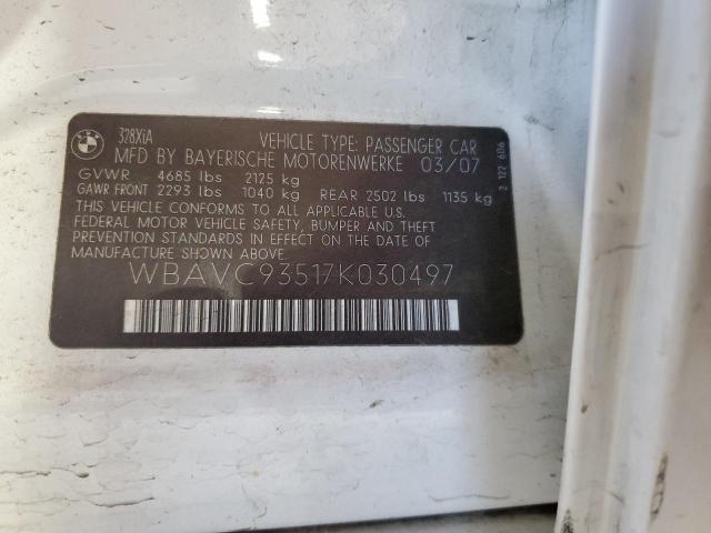 WBAVC93517K030497 - 2007 BMW 328 XI Белый фото 12