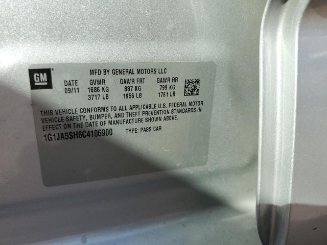 1G1JA5SH6C4106900 - 2012 CHEVROLET SONIC LS ვერცხლისფერი ფოტო 12