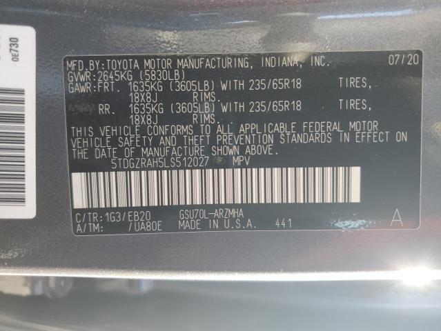 5TDGZRAH5LS512027 - 2020 TOYOTA HIGHLANDER XLE Gümüş foto 13