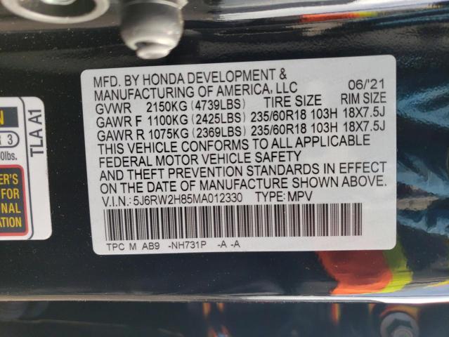 5J6RW2H85MA012330 - 2021 HONDA CR-V EXL BLACK photo 13