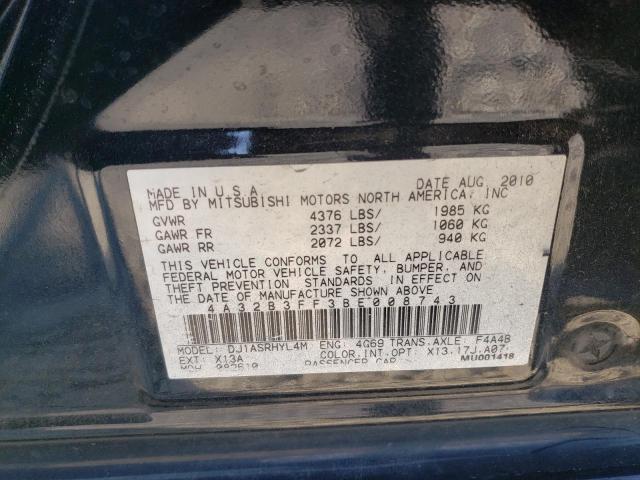 4A32B3FF3BE008743 - 2011 MITSUBISHI GALANT ES BLUE photo 12