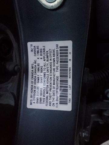 2HGFC2F76JH575400 - 2018 HONDA CIVIC EX GRAY photo 12