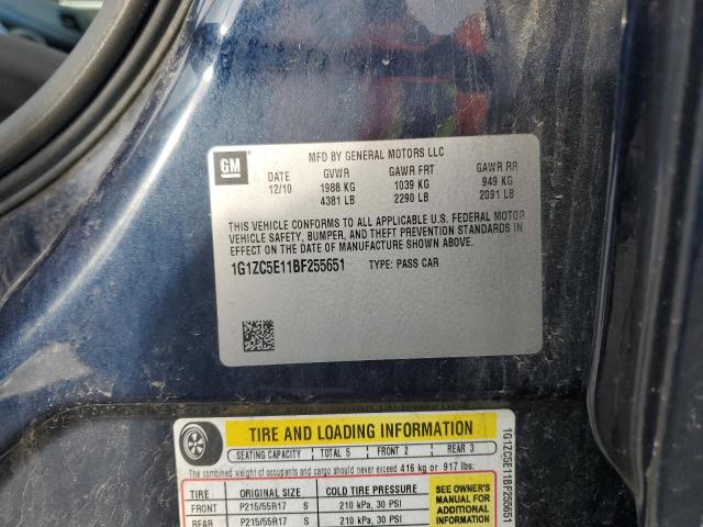 1G1ZC5E11BF255651 - 2011 CHEVROLET MALIBU 1LT 蓝色 照片 12