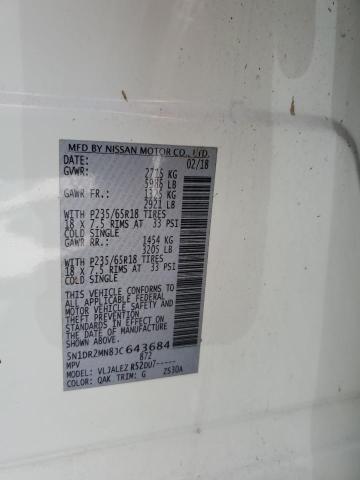 5N1DR2MN8JC643684 - 2018 NISSAN PATHFINDER S WHITE photo 14