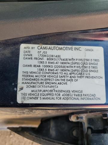 2CNBE13C536949914 - 2003 CHEVROLET TRACKER BLUE photo 12