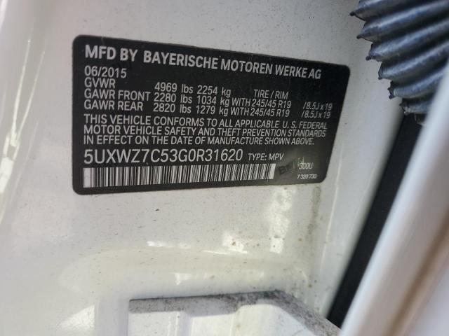 5UXWZ7C53G0R31620 - 2016 BMW X3 SDRIVE28I WHITE photo 12