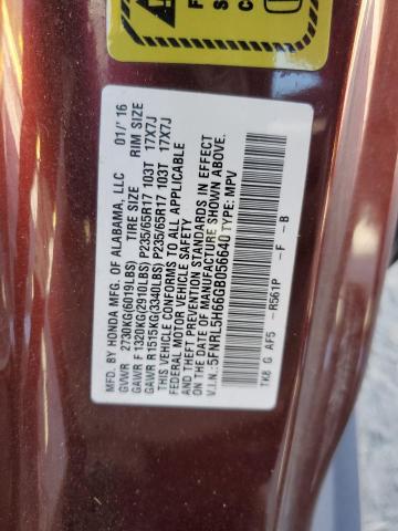 5FNRL5H66GB056640 - 2016 HONDA ODYSSEY EXL BURGUNDY photo 13