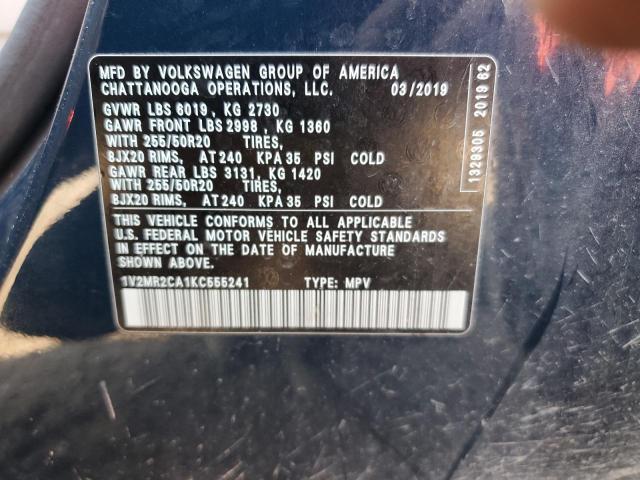 1V2MR2CA1KC555241 - 2019 VOLKSWAGEN ATLAS SEL BLUE photo 13