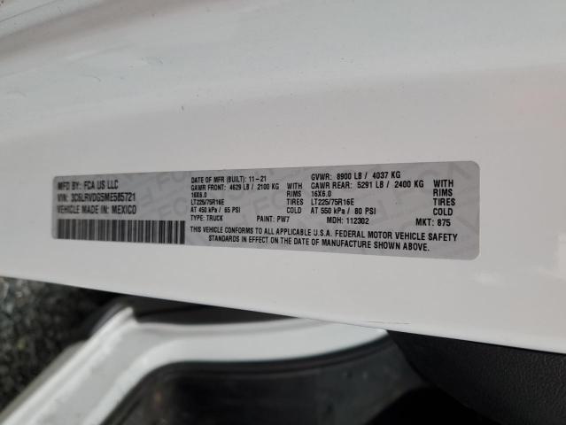 3C6LRVDG5ME585721 - 2021 RAM PROMASTER 2500 HIGH თეთრი ფოტო 13