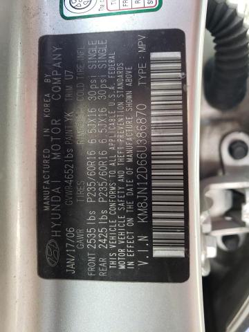 KM8JN12D66U386870 - 2006 HYUNDAI TUCSON GLS SILVER photo 13