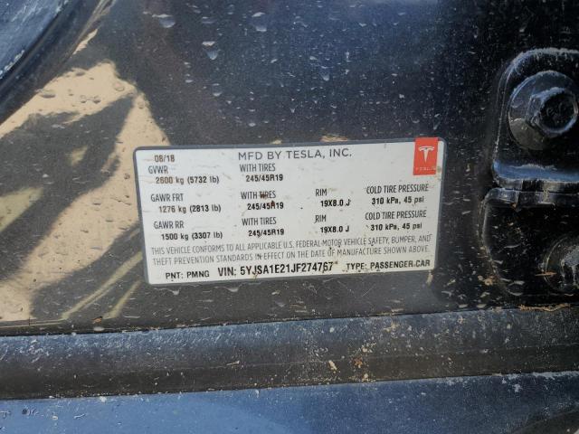 5YJSA1E21JF274767 - 2018 TESLA MODEL S GRAY photo 13