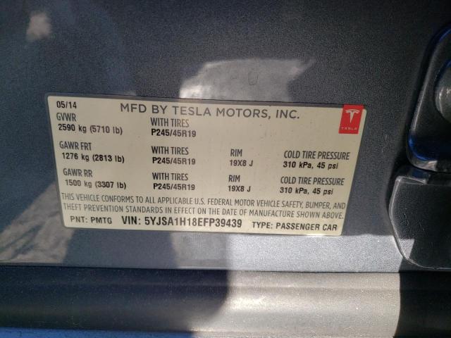 5YJSA1H18EFP39439 - 2014 TESLA MODEL S GRAY photo 13