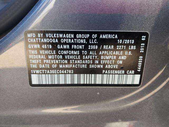 1VWCT7A35EC044763 - 2014 VOLKSWAGEN PASSAT SEL GRAY photo 12