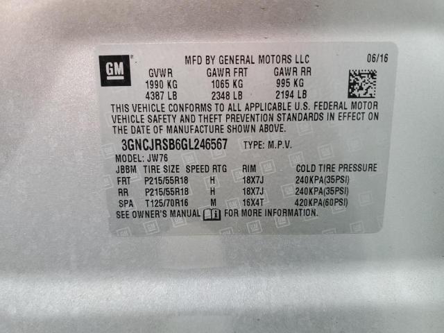 3GNCJRSB6GL246567 - 2016 CHEVROLET TRAX LTZ SILVER photo 12