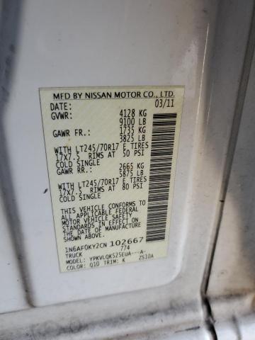 1N6AF0KY2CN102667 - 2012 NISSAN NV 2500 WHITE photo 13