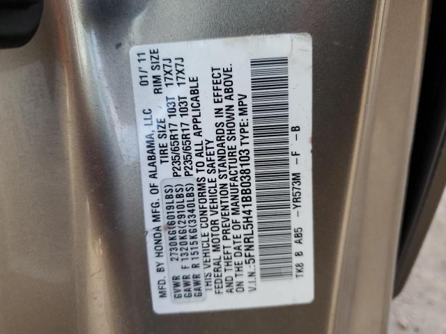 5FNRL5H41BB038103 - 2011 HONDA ODYSSEY EX TAN photo 13