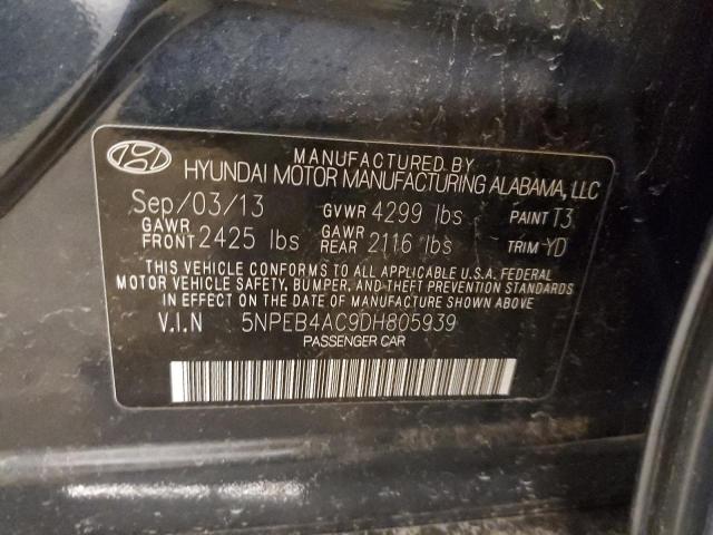 5NPEB4AC9DH805939 - 2013 HYUNDAI SONATA GLS BLUE photo 12