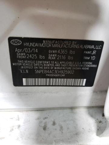 5NPEB4AC3EH925902 - 2014 HYUNDAI SONATA GLS WHITE photo 13