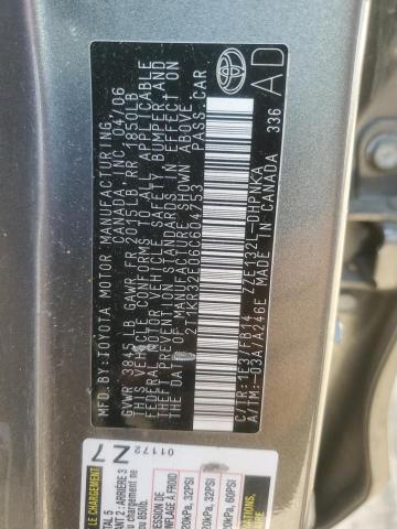 2T1KR32E06C604753 - 2006 TOYOTA COROLLA MA XR GRAY photo 13