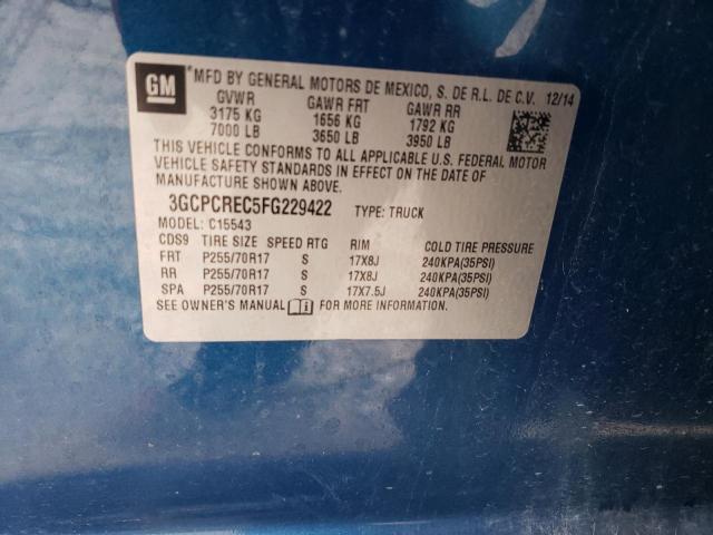 3GCPCREC5FG229422 - 2015 CHEVROLET SILVERADO C1500 LT BLUE photo 12