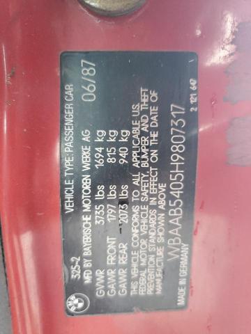 WBAAB5405H9807317 - 1987 BMW 325 BASE RED photo 12