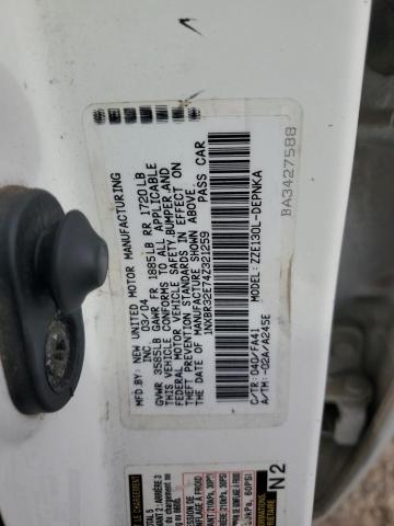 1NXBR32E74Z321259 - 2004 TOYOTA COROLLA CE WHITE photo 12