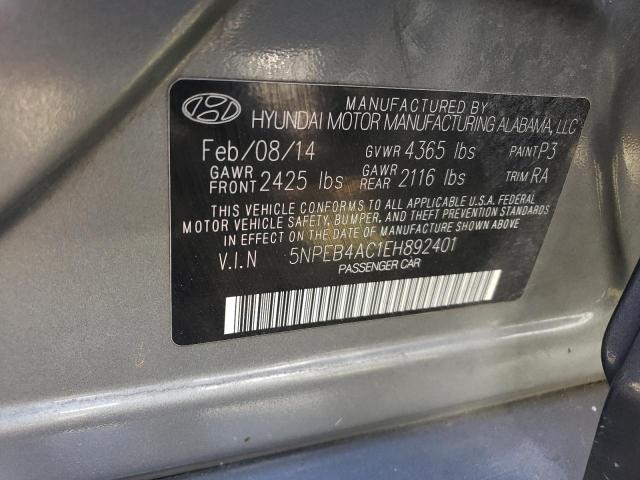 5NPEB4AC1EH892401 - 2014 HYUNDAI SONATA GLS GRAY photo 12