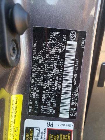 4T4BF1FK5FR497278 - 2015 TOYOTA CAMRY LE GRAY photo 12