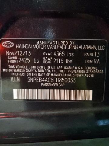 5NPEB4AC8EH850033 - 2014 HYUNDAI SONATA GLS BLUE photo 12