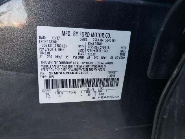 2FMPK4J93JBB24093 - 2018 FORD EDGE SEL GRAY photo 13