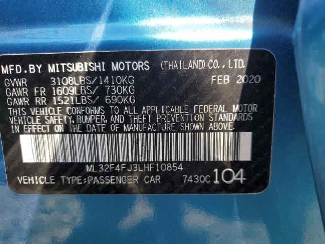 ML32F4FJ3LHF10854 - 2020 MITSUBISHI MIRAGE G4 SE BLUE photo 12