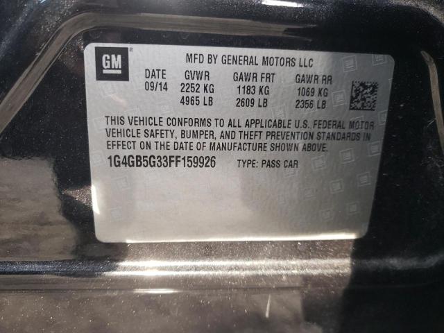 1G4GB5G33FF159926 - 2015 BUICK LACROSSE BLACK photo 12