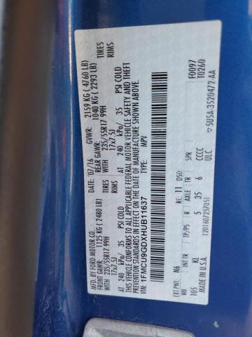 1FMCU9GDXHUB11637 - 2017 FORD ESCAPE SE BLUE photo 13