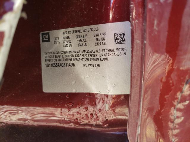 1G11C5SA4GF114002 - 2016 CHEVROLET MALIBU LIM LT 栗色 照片 12