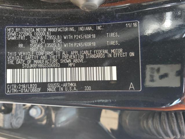 5TDJKRFH8GS506893 - 2016 TOYOTA HIGHLANDER XLE Qara foto 13