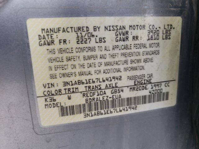 3N1AB61E67L641942 - 2007 NISSAN SENTRA 2.0 SILVER photo 12