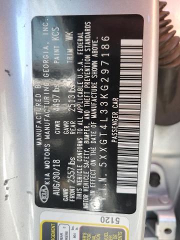 5XXGT4L33KG297186 - 2019 KIA OPTIMA LX 银色 照片 12