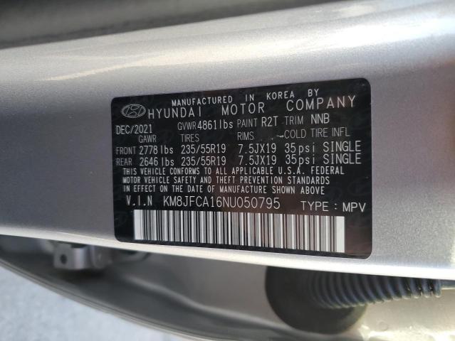 KM8JFCA16NU050795 - 2022 HYUNDAI TUCSON SEL CONVENIENCE SILVER photo 12