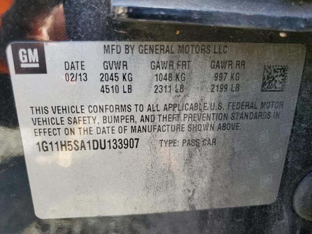 1G11H5SA1DU133907 - 2013 CHEVROLET MALIBU LTZ შავი ფოტო 12