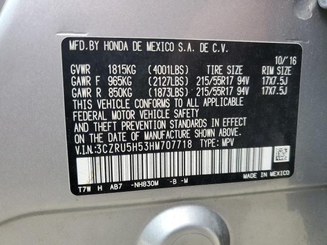 3CZRU5H53HM707718 - 2017 HONDA HR-V EX SILVER photo 13