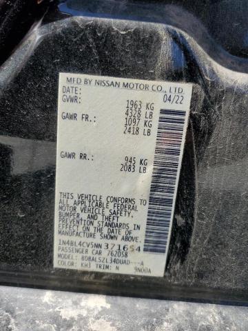 1N4BL4CV5NN371654 - 2022 NISSAN ALTIMA SR BLACK photo 12