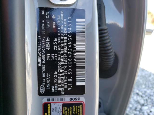 5XXG64J24MG054510 - 2021 KIA K5 GT LINE GRAY photo 12