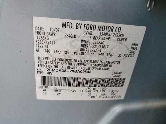 2FMDK38C28BA09848 - 2008 FORD EDGE SEL BLUE photo 13