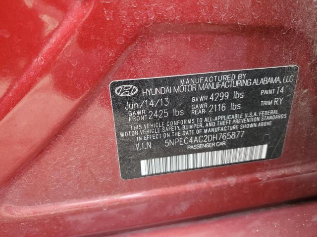 5NPEC4AC2DH765877 - 2013 HYUNDAI SONATA SE RED photo 12