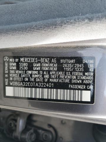 WDBGA32E0TA322401 - 1996 MERCEDES-BENZ S 320W GRAY photo 12