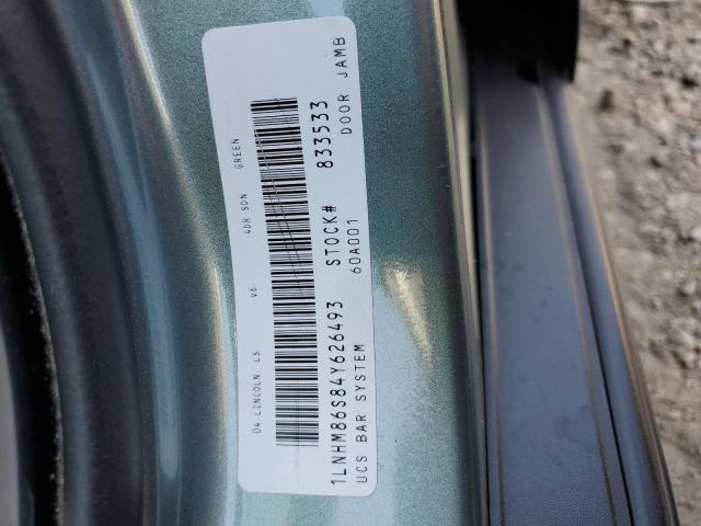 1LNHM86S84Y626493 - 2004 LINCOLN LS Yaşıl foto 12