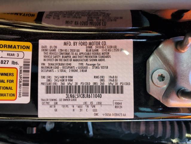 3LN6L5FC8LR611040 - 2020 LINCOLN MKZ RESERVE შავი ფოტო 12