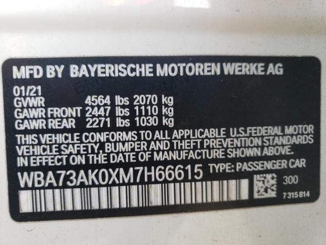 WBA73AK0XM7H66615 - 2021 BMW 228XI Weiß Foto 12